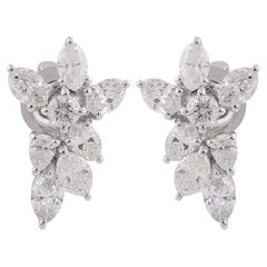 Orecchini a grappolo di diamanti naturali da 2,3 carati SI/H con taglio a brillante multiplo, oro bianco