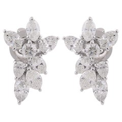 Natural 2.3 Carat SI/H Multi Brilliant Cut Diamond Cluster Earrings White Gold