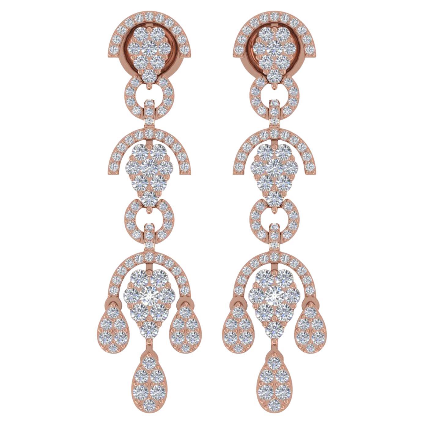 Boucles d
oreilles en diamant naturel 2.30 Carat SI/H Round Brilliant Cut or rose 18 carats