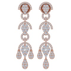 Boucles d
oreilles en diamant naturel 2.30 Carat SI/H Round Brilliant Cut or rose 18 carats