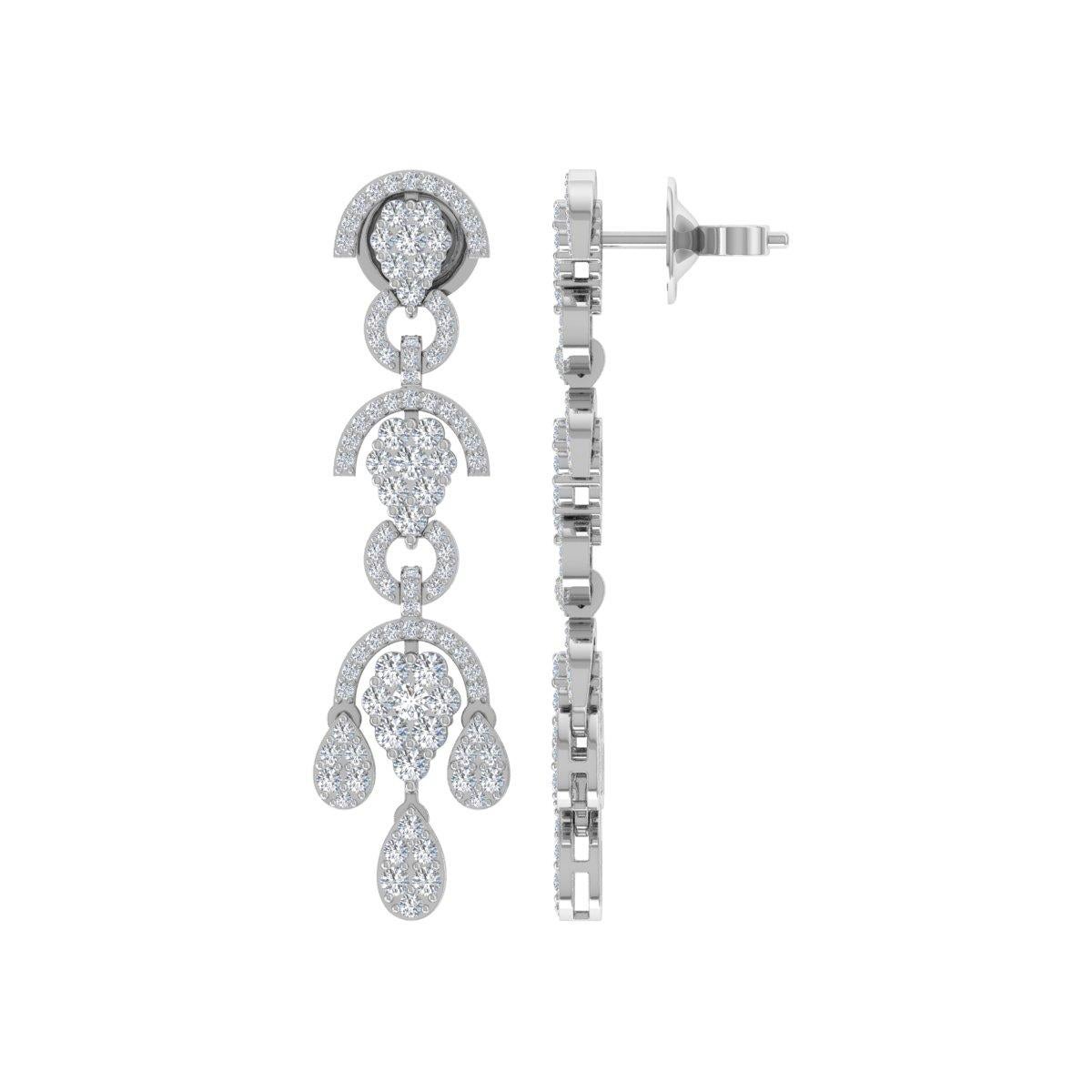 Modern Natural 2.30 Carat SI/H Round Brilliant Cut Diamond Earrings 18 Karat White Gold For Sale