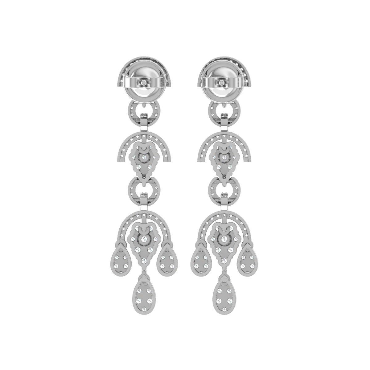 Round Cut Natural 2.30 Carat SI/H Round Brilliant Cut Diamond Earrings 18 Karat White Gold For Sale