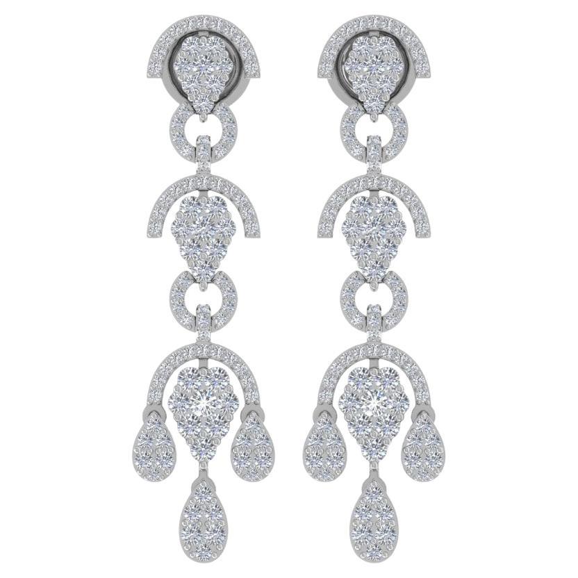 Pendientes de diamantes naturales talla brillante redonda SI/H de 2,30 quilates y oro blanco de 18 quilates