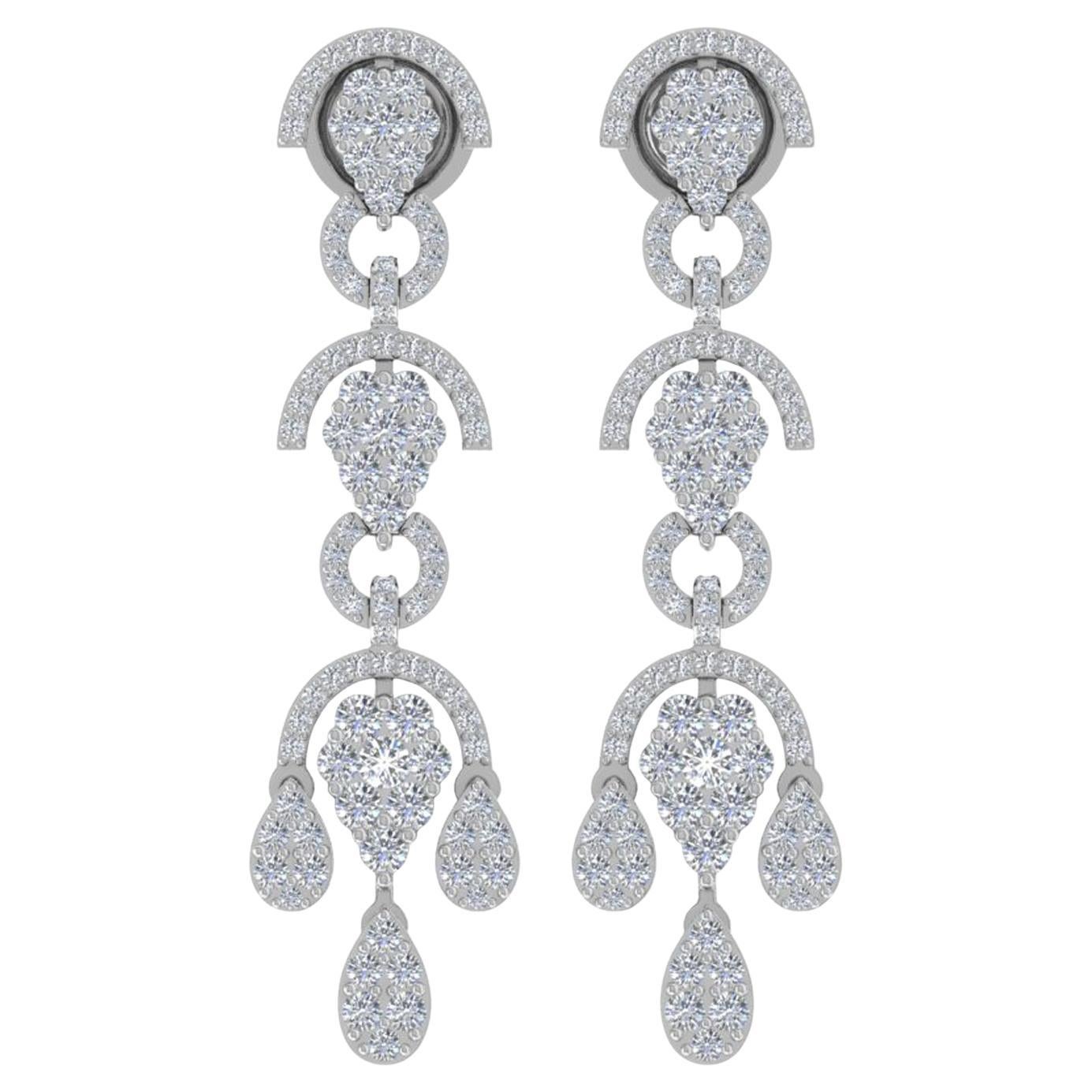 Boucles d
oreilles en or blanc 18 carats diamant naturel 2.30 carats SI/H taille ronde et brillante