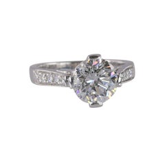 Natural 2.31 TCW Diamond Platinum SI1 F GIA 2.01 Center Engagement Ring