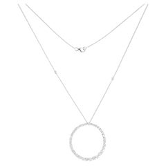 Collana con ciondolo a forma di cerchio con diamante naturale da 2,32 carati Gioielli in oro bianco 14 carati