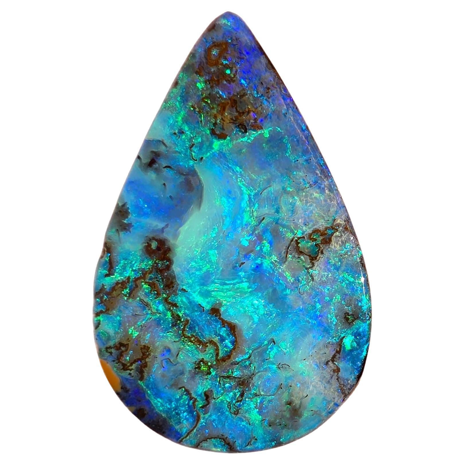 Natural 23.20 Ct large teardrop boulder opal mined by Sue Cooper