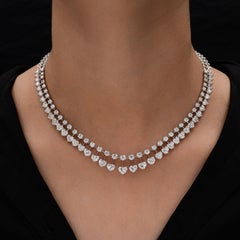 Natural 23.26 Carat SI/H Heart Round Shape Diamond Necklace 18 Karat White Gold