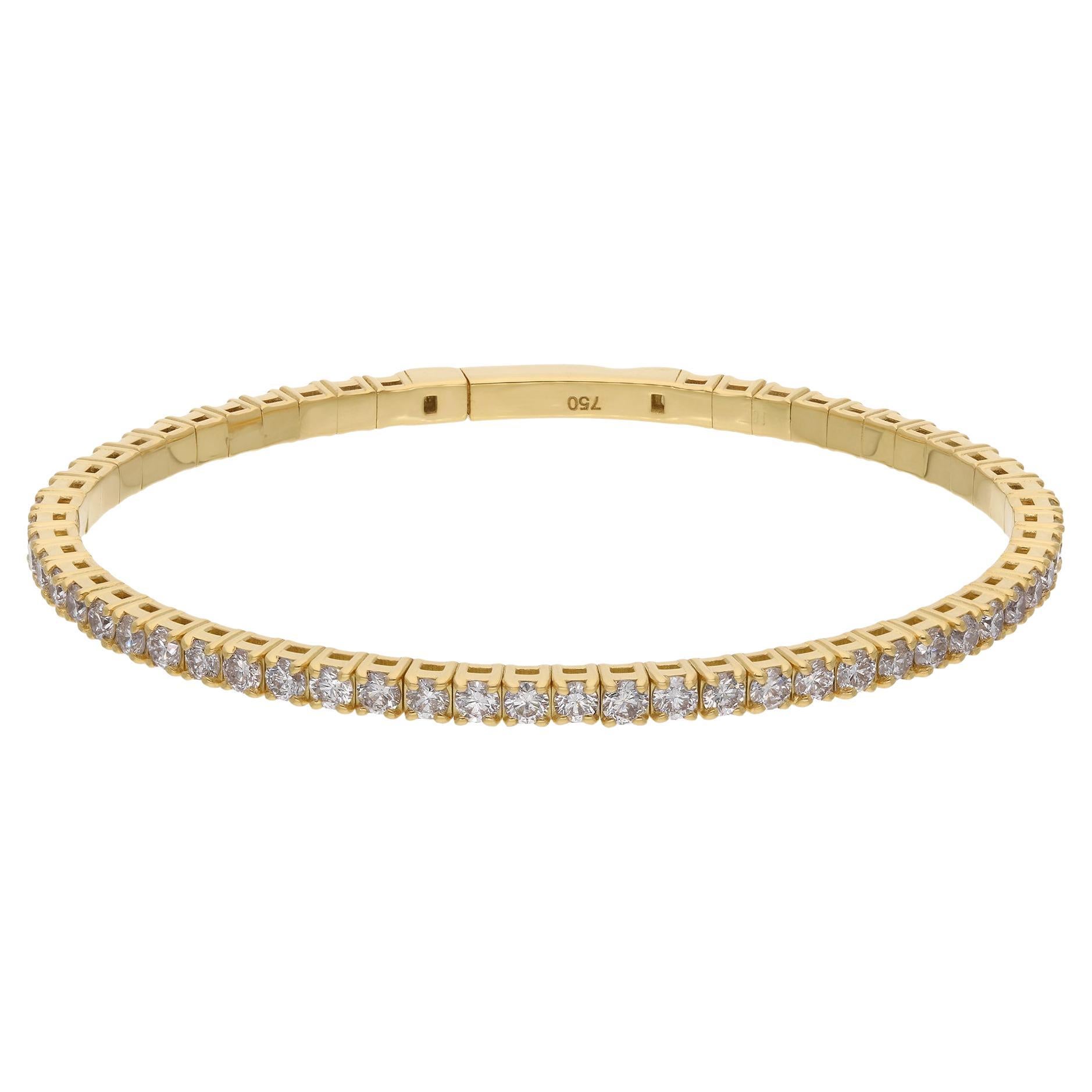 Bracelet jonc en or jaune 18 carats avec diamants pavés naturels de 2,33 carats