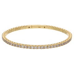 Natural 2.33 Carat Pave Diamond Bangle Bracelet 18 Karat Yellow Gold Jewelry