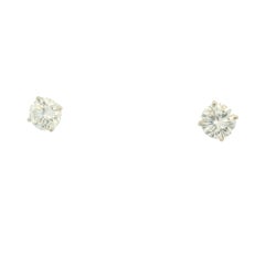 Natural 2.33 Carat Round Brilliant Cut Diamond 14-Karat Stud Earrings In Stock