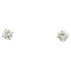 Natural 2.33 Carat Round Brilliant Cut Diamond 14-Karat Stud Earrings In Stock