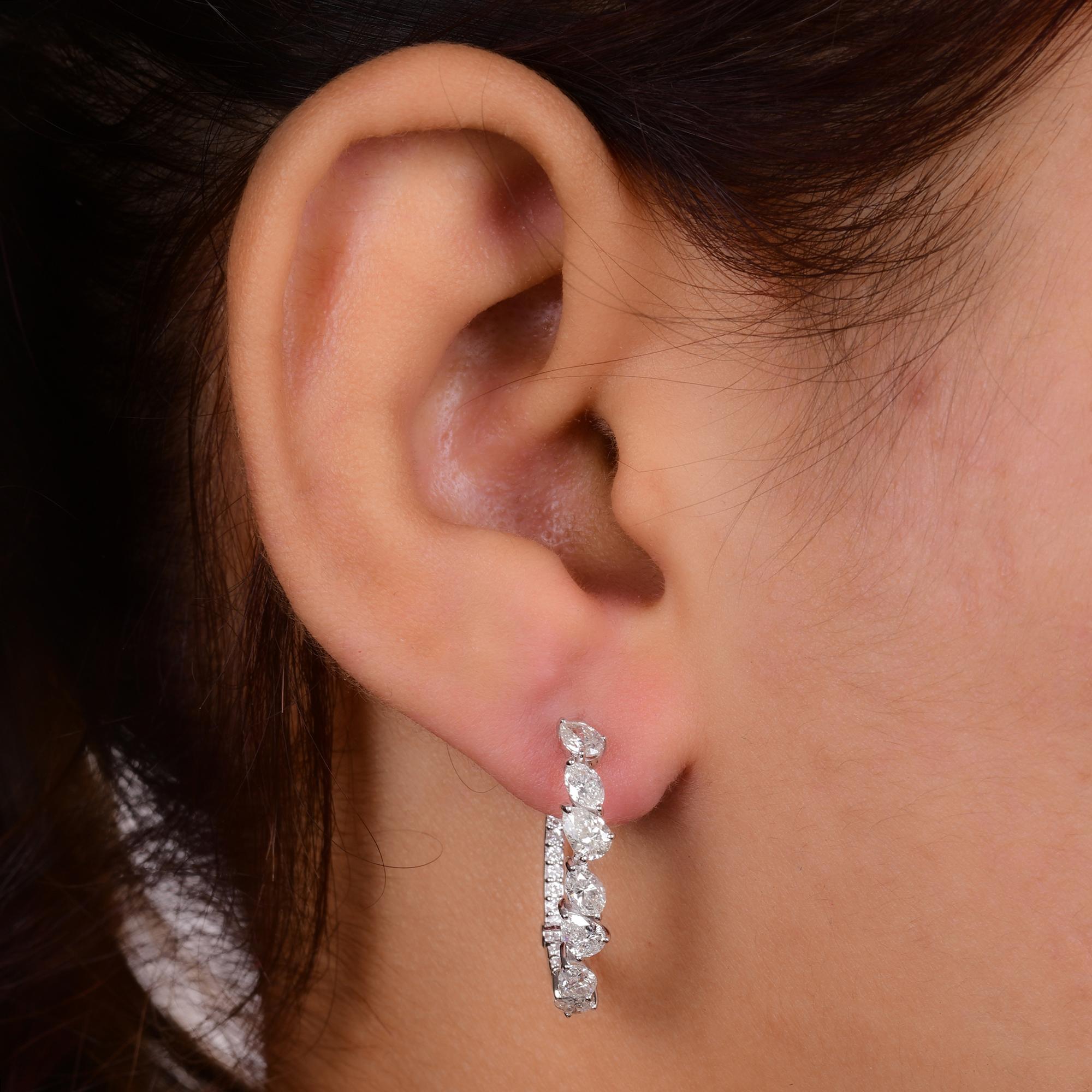 Natural 2.33 Carat SI Clarity HI Color Diamond Hoop Earrings 18 Karat White Gold In New Condition For Sale In Diera, Dubai