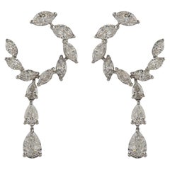 Orecchini a vite con foglie di diamante naturale da 2,33 carati, purezza SI, colore HI, oro bianco 18 carati