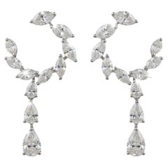 Natural 2.33 Carat SI Clarity HI Color Diamond Leaf Vine Earrings 18K White Gold Natural 2.33 Carat SI Clarity HI Color Diamond Leaf Vine Earrings 18K White Gold