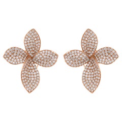 Orecchini a fiore con diamante naturale da 2,35 carati Gioielli fatti a mano in oro rosa 18 carati