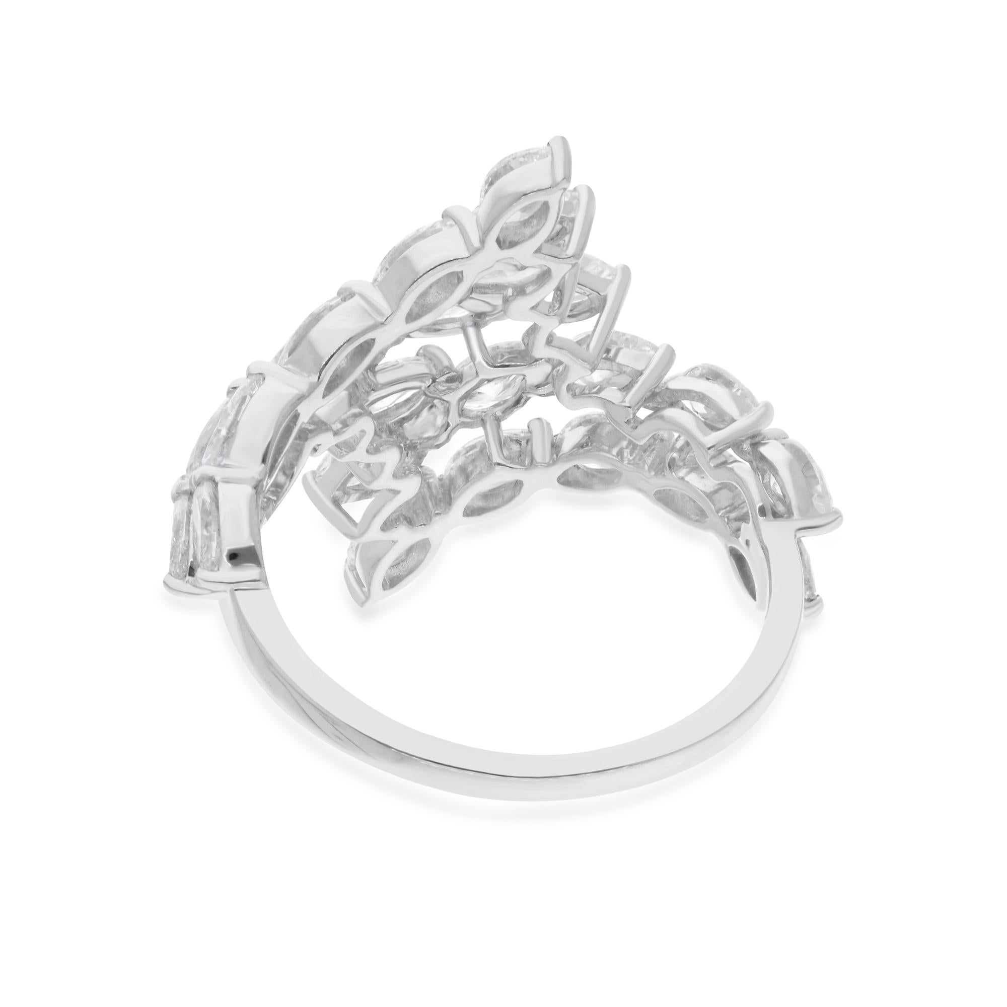 Modern Natural 2.35 Carat Marquise Diamond Wrap Ring 14 Karat White Gold Fine Jewelry For Sale