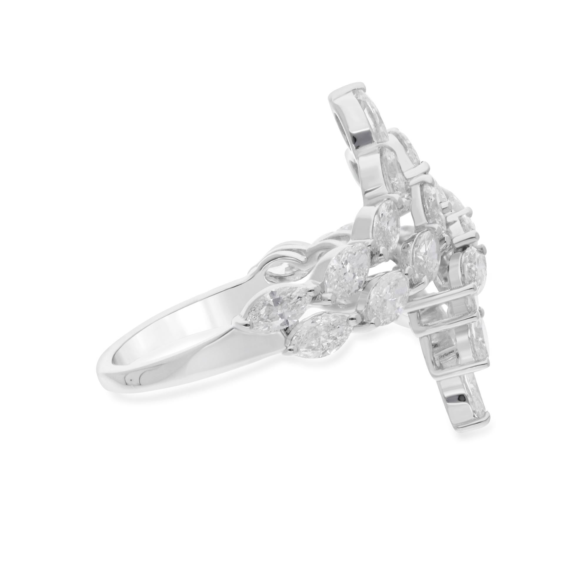 Anello con diamante marquise naturale da 2,35 carati in oro bianco 14 carati Gioielli di qualità In condizioni Nuovo in vendita a Diera, Dubai