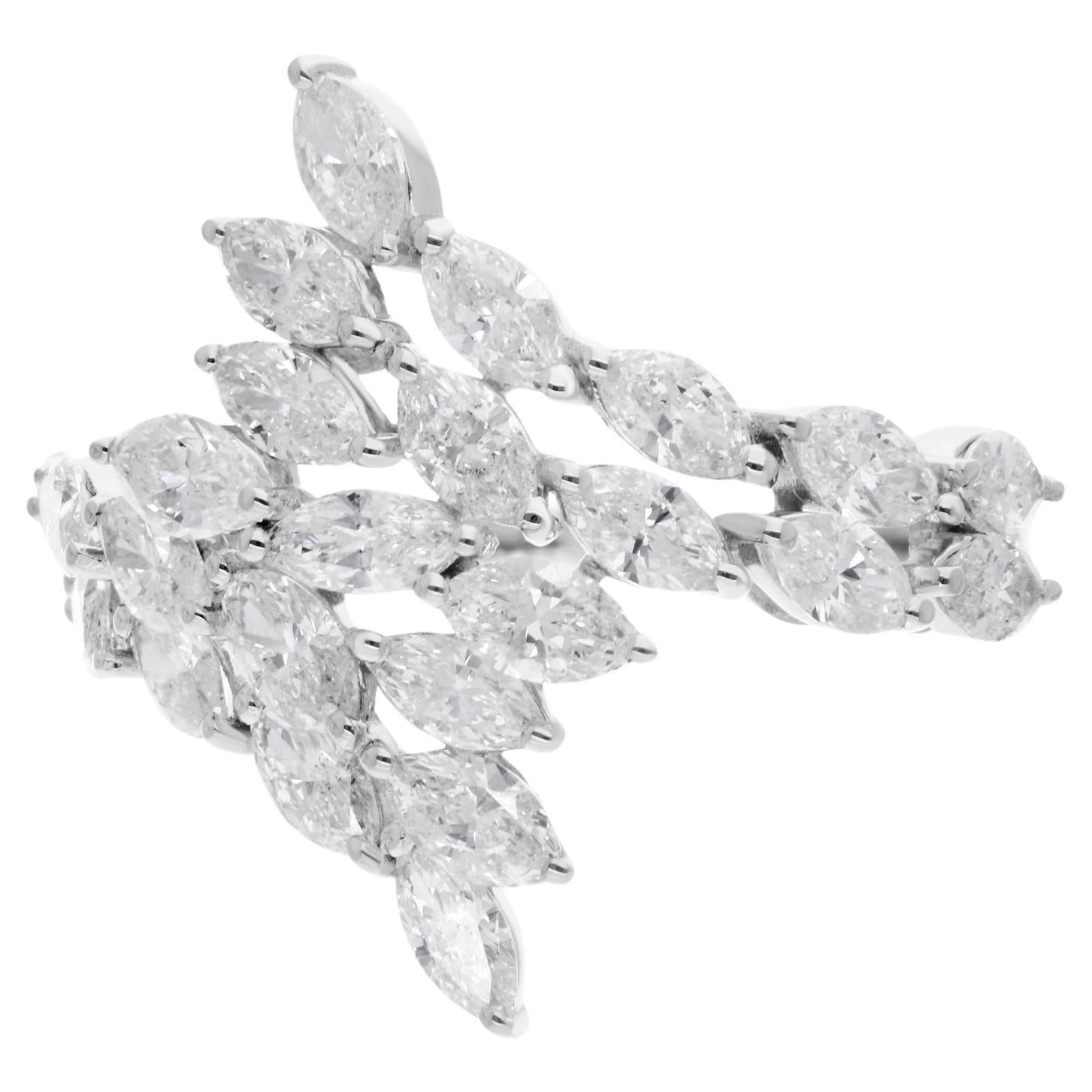 Nature 2.35 Carat Marquise Diamond Wrap Ring 14 Karat White Gold Fine Jewelry