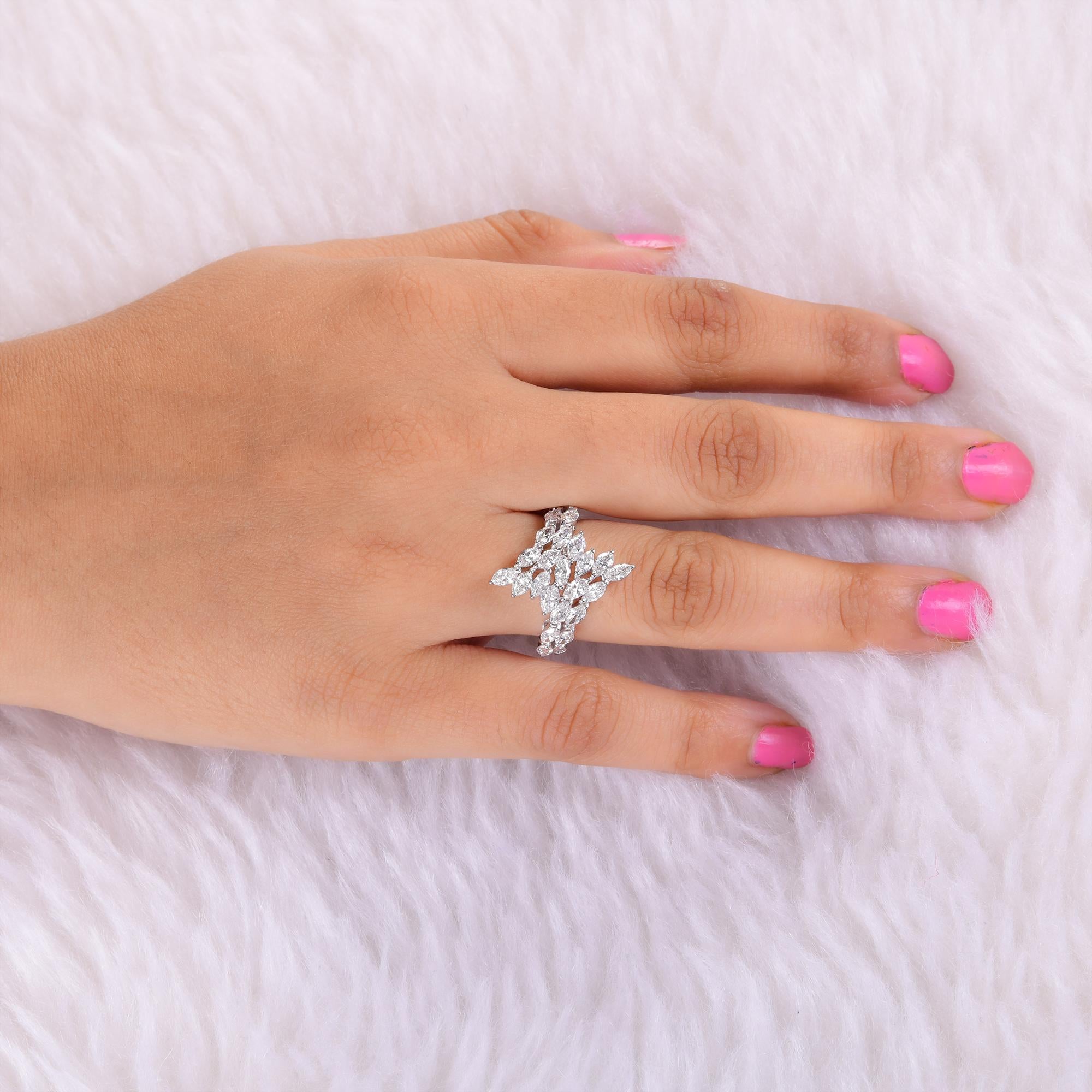 Natürlicher 2,35 Karat Marquise-Diamant-Wickelring aus 18 Karat Weißgold feiner Schmuck (Marquiseschliff) im Angebot