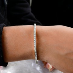 Natürliche 2,35 Karat Pave Diamant-Armreif Armband 14 Karat Weißgold Feinschmuck