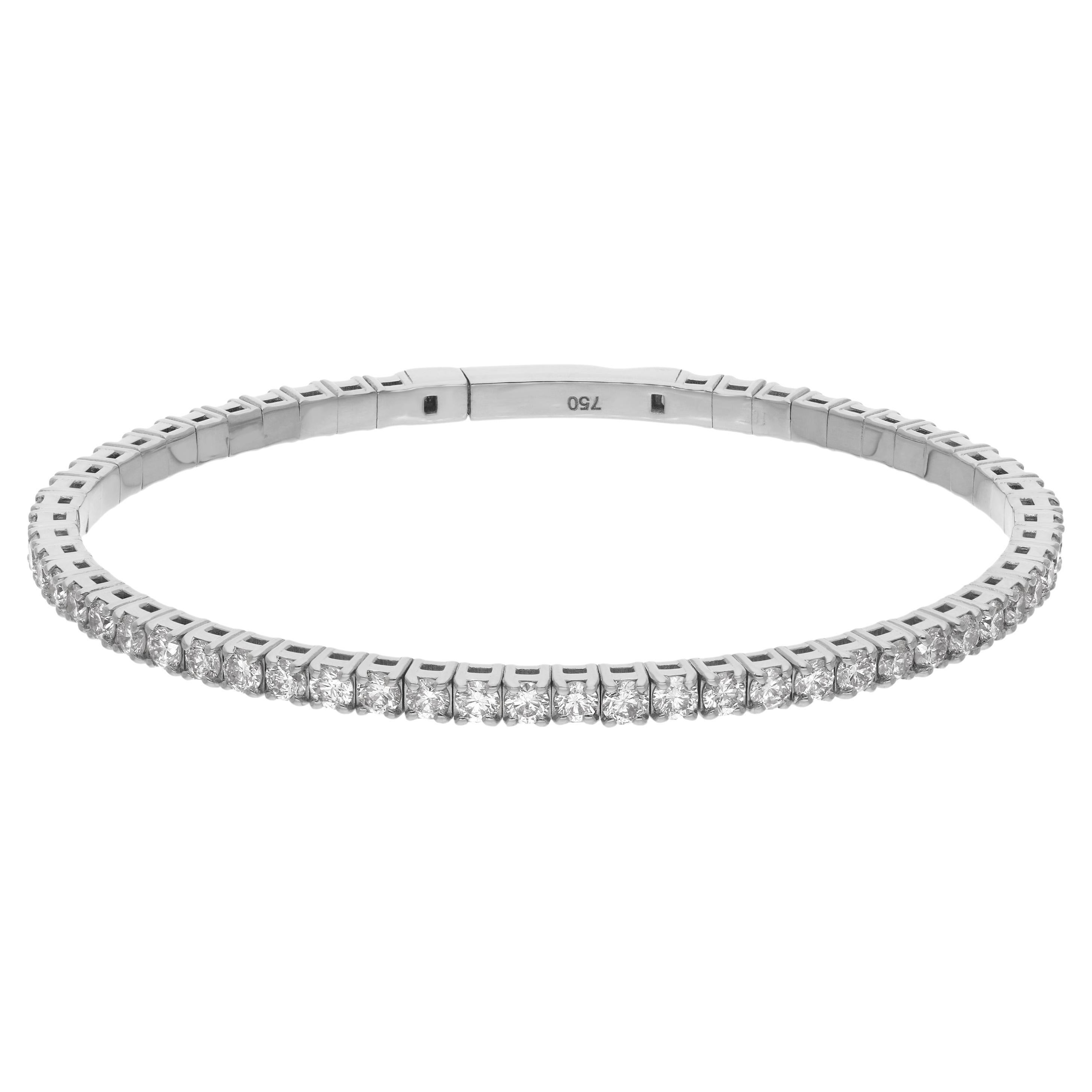 Bracelet jonc en or blanc 18 carats avec diamants pavés naturels de 2,35 carats