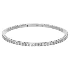 Bracelet jonc en or blanc 18 carats avec diamants pavés naturels de 2,35 carats