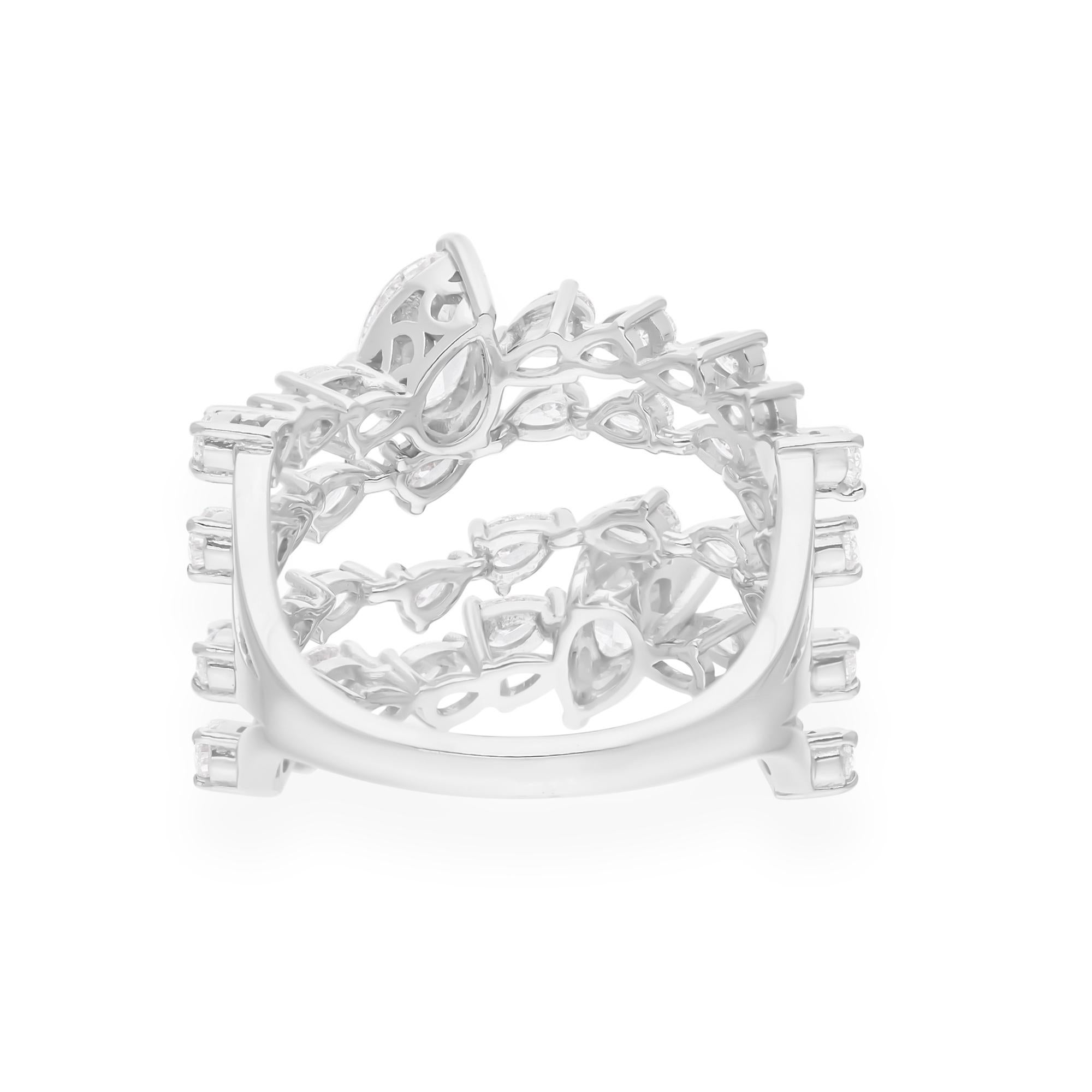 Modern Natural 2.35 Carat SI/H Pear Round Diamond Ring 14 Karat White Gold Fine Jewelry For Sale