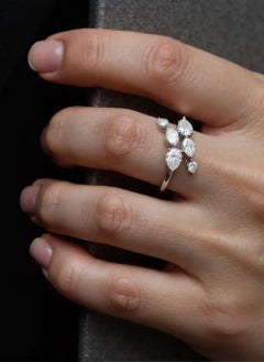 Natural 2.36 Ct. Pear & Round Diamond Wrap Ring 14 Karat White Gold Fine Jewelry