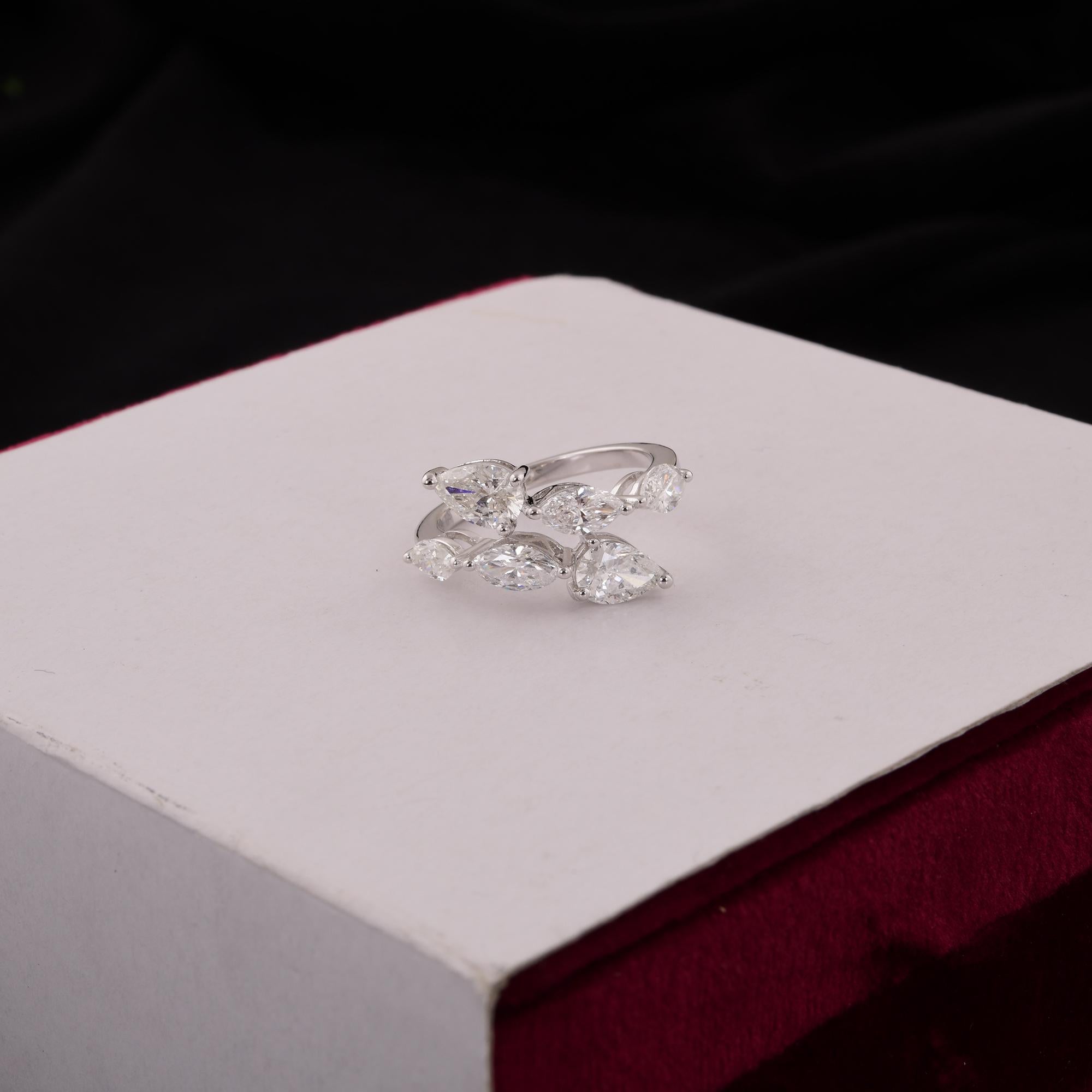 Natürliche 2,36 Karat. Wrap-Ring aus 14 Karat Weißgold mit birnenförmigem und rundem Diamanten Damen im Angebot