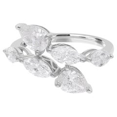 Natural 2.36 Ct. Pear & Round Diamond Wrap Ring 14 Karat White Gold Fine Jewelry