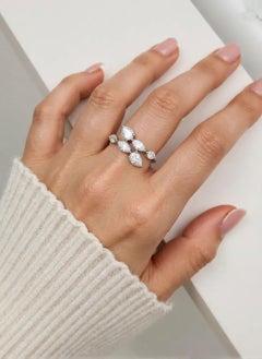 Natural 2.36 Ct. Pear & Round Diamond Wrap Ring 18 Karat White Gold Fine Jewelry
