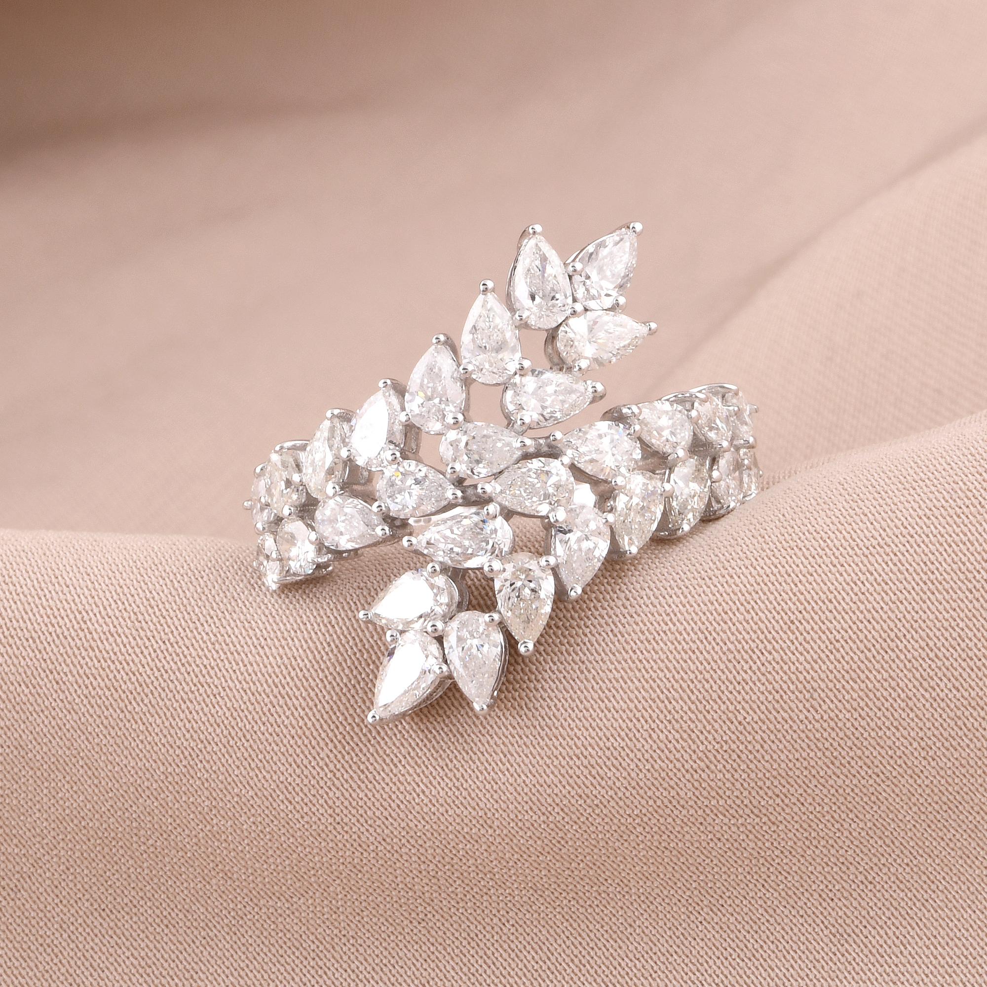 Taglio a goccia Anello a fascia con diamante naturale a pera da 2,37 carati SI/H Oro bianco 18 carati Gioielli di pregio in vendita