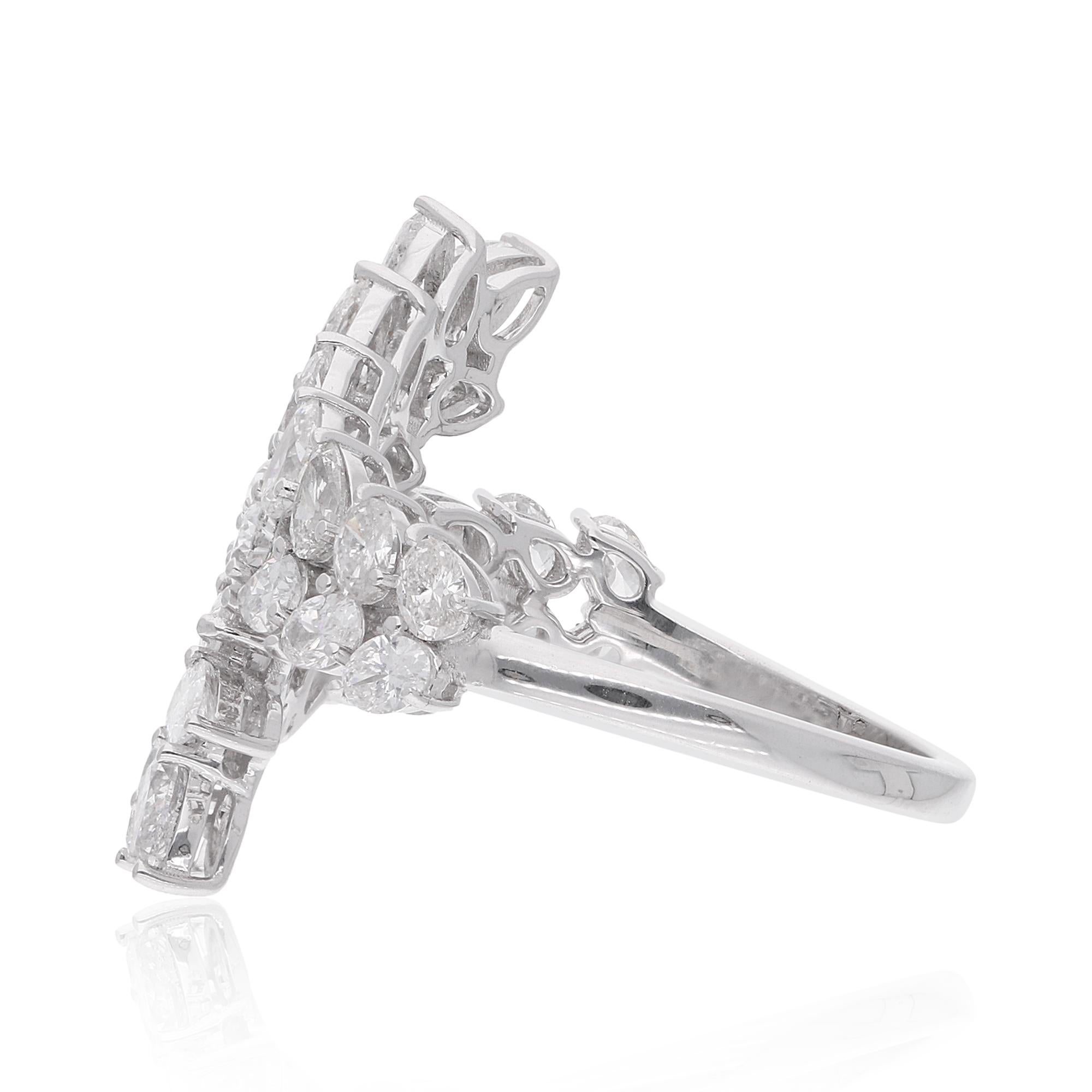 Donna Anello a fascia con diamante naturale a pera da 2,37 carati SI/H Oro bianco 18 carati Gioielli di pregio in vendita