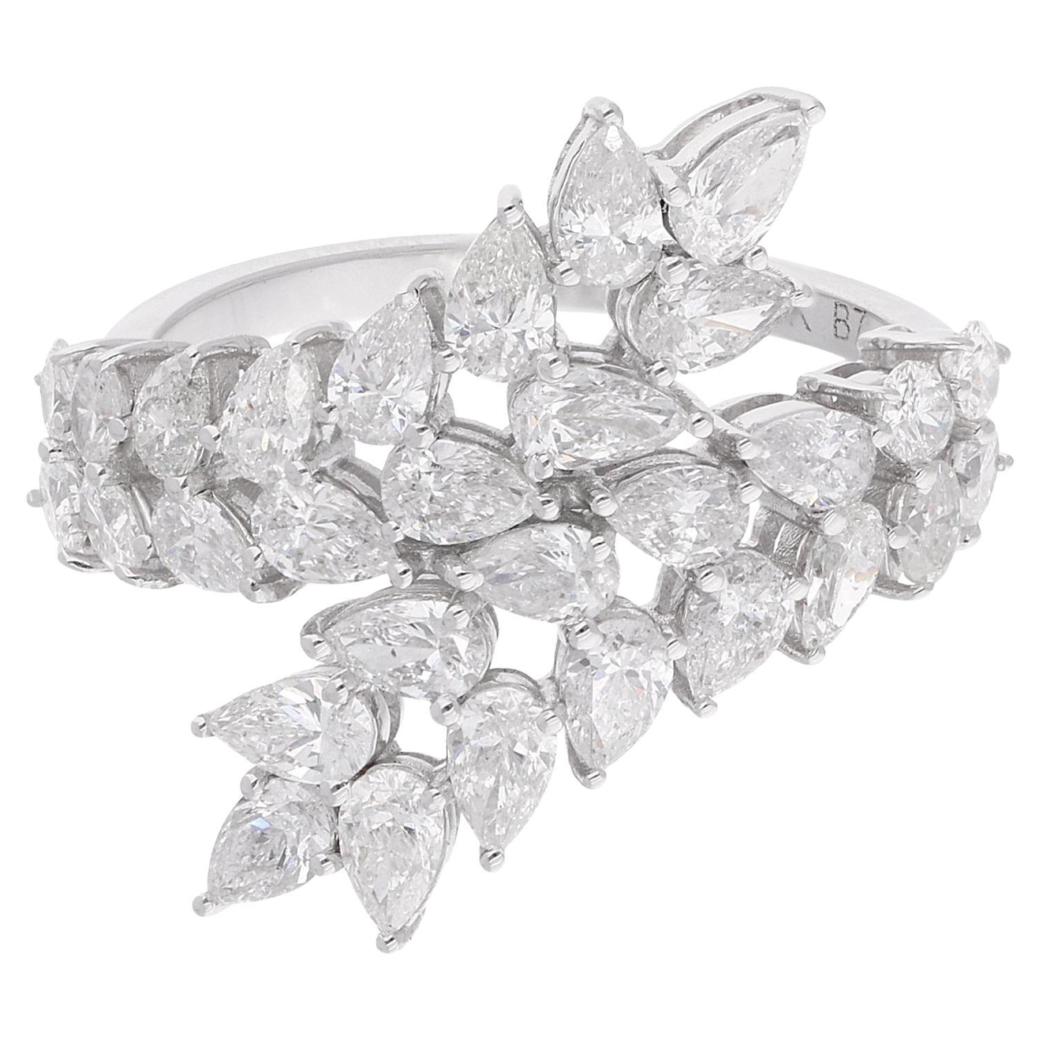 Natural 2.37 Carat SI/H Pear Diamond Wrap Ring 18 Karat White Gold Fine Jewelry