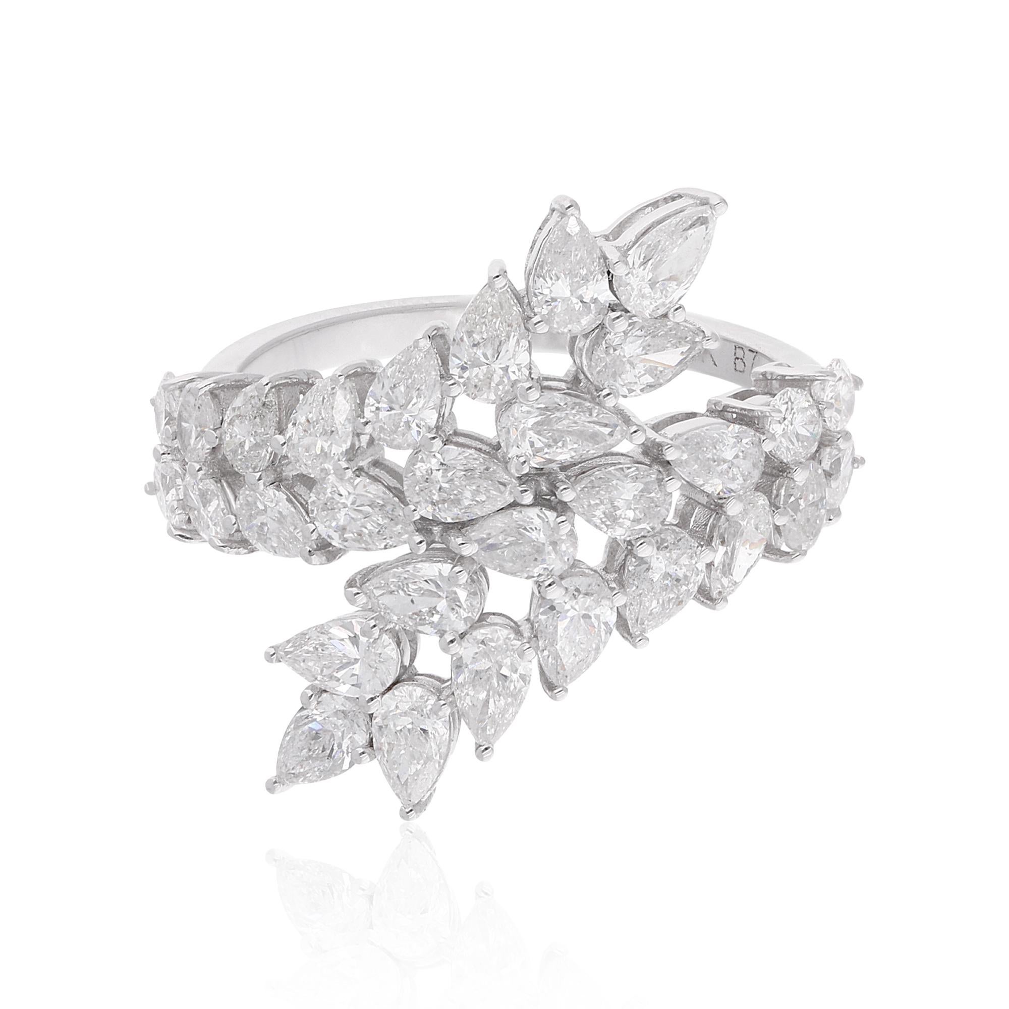 Anello a fascia con diamante naturale a pera da 2,37 carati SI/H Oro bianco 18 carati Gioielli di pregio