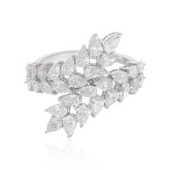 Anello a fascia con diamante naturale a pera da 2,37 carati SI/H Oro bianco 18 carati Gioielli di pregio