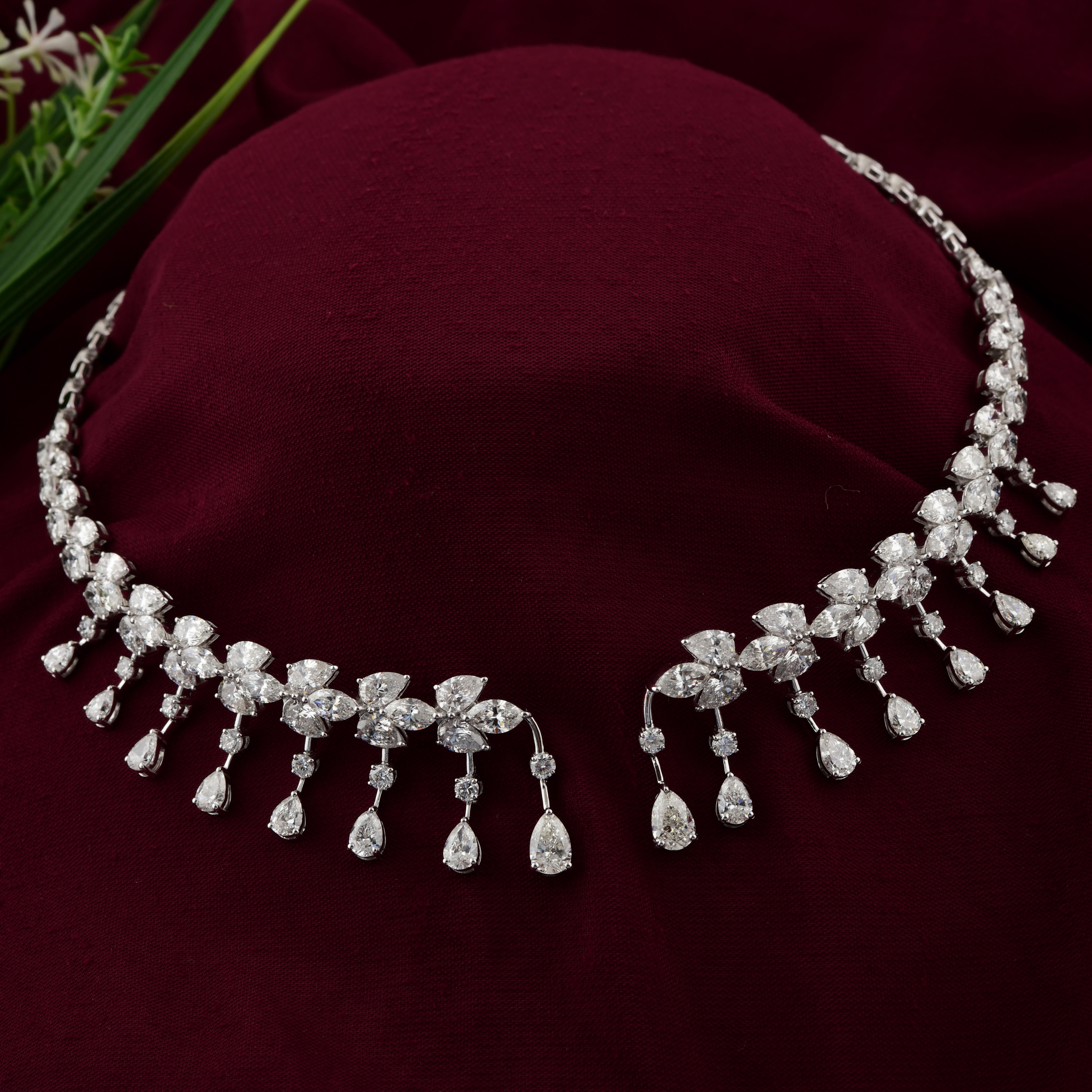 Moderno Collana girocollo con diamanti naturali a pera da 23,81 carati SI/H in oro bianco 18 carati in vendita