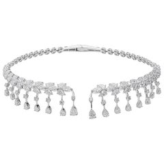Collana girocollo con diamanti naturali a pera da 23,81 carati SI/H in oro bianco 18 carati