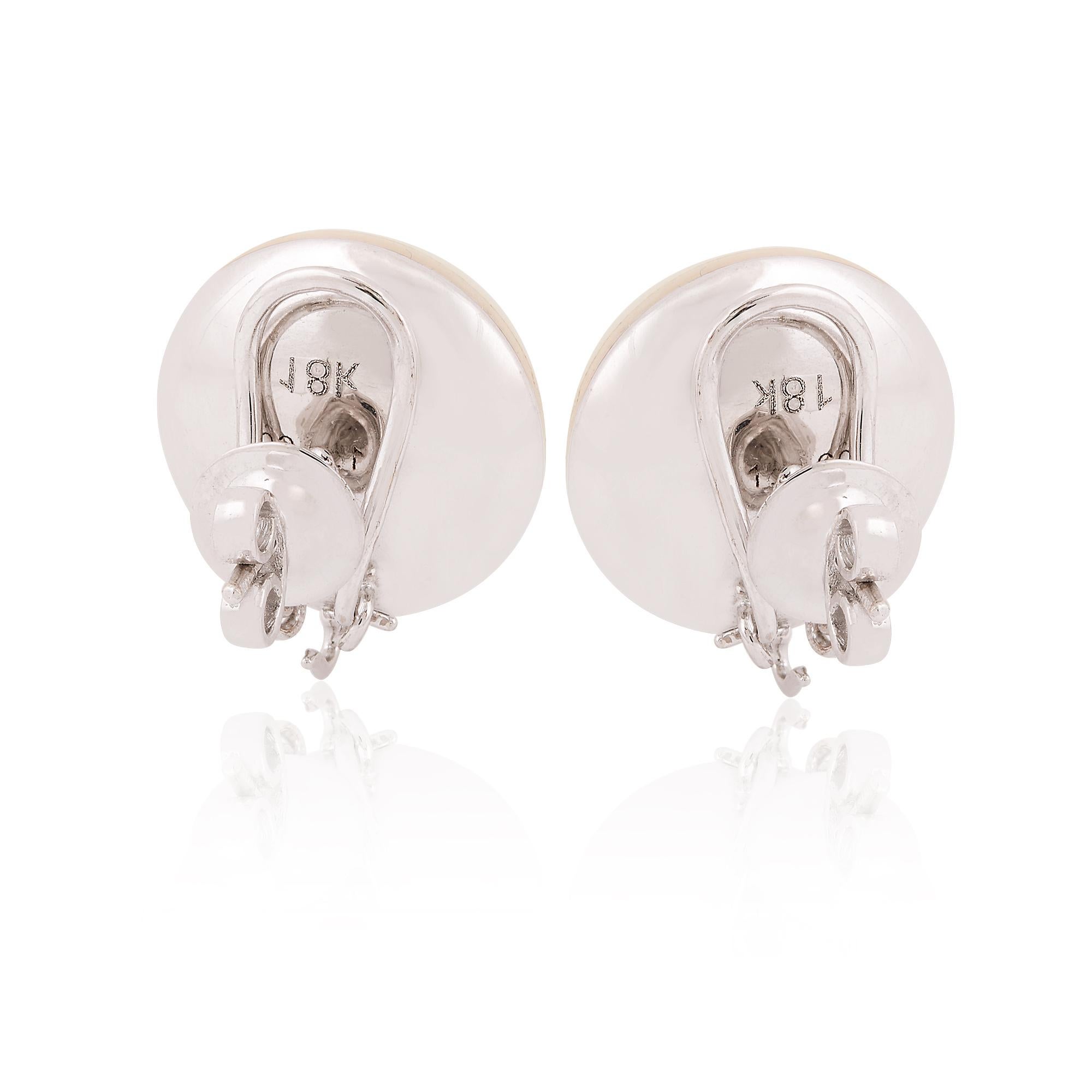 Natural 23.86 Carat Pearl Gemstone Stud Earrings Solid 14k White Gold Jewelry For Sale 1
