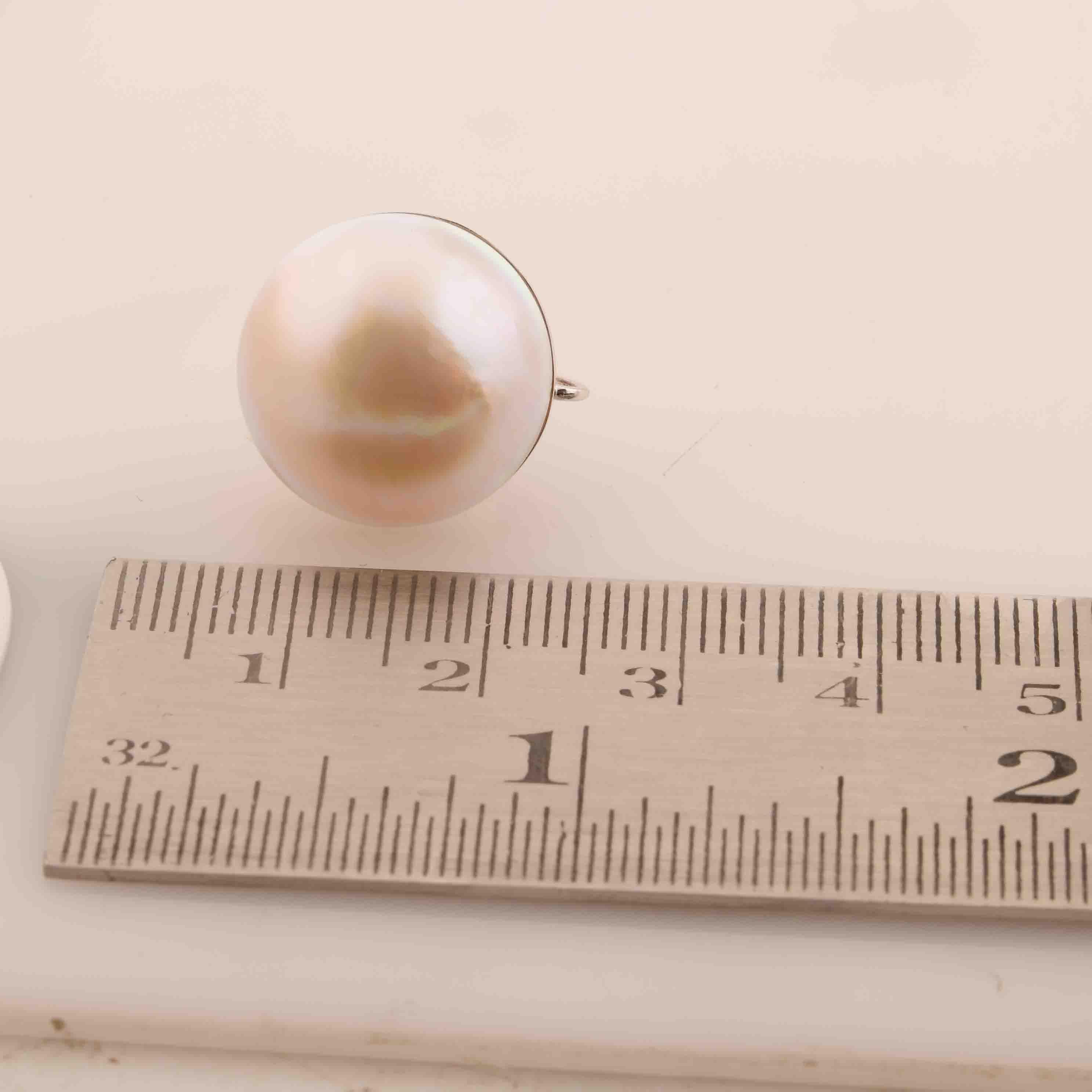 Natural 23.86 Carat Pearl Gemstone Stud Earrings Solid 18k White Gold Jewelry For Sale 2