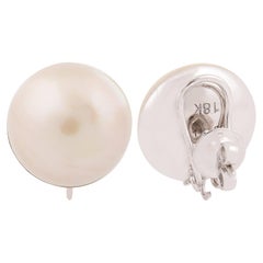 Natürliche 23,86 Karat Perle Edelstein Ohrstecker massiv 18k Weißgold Schmuck