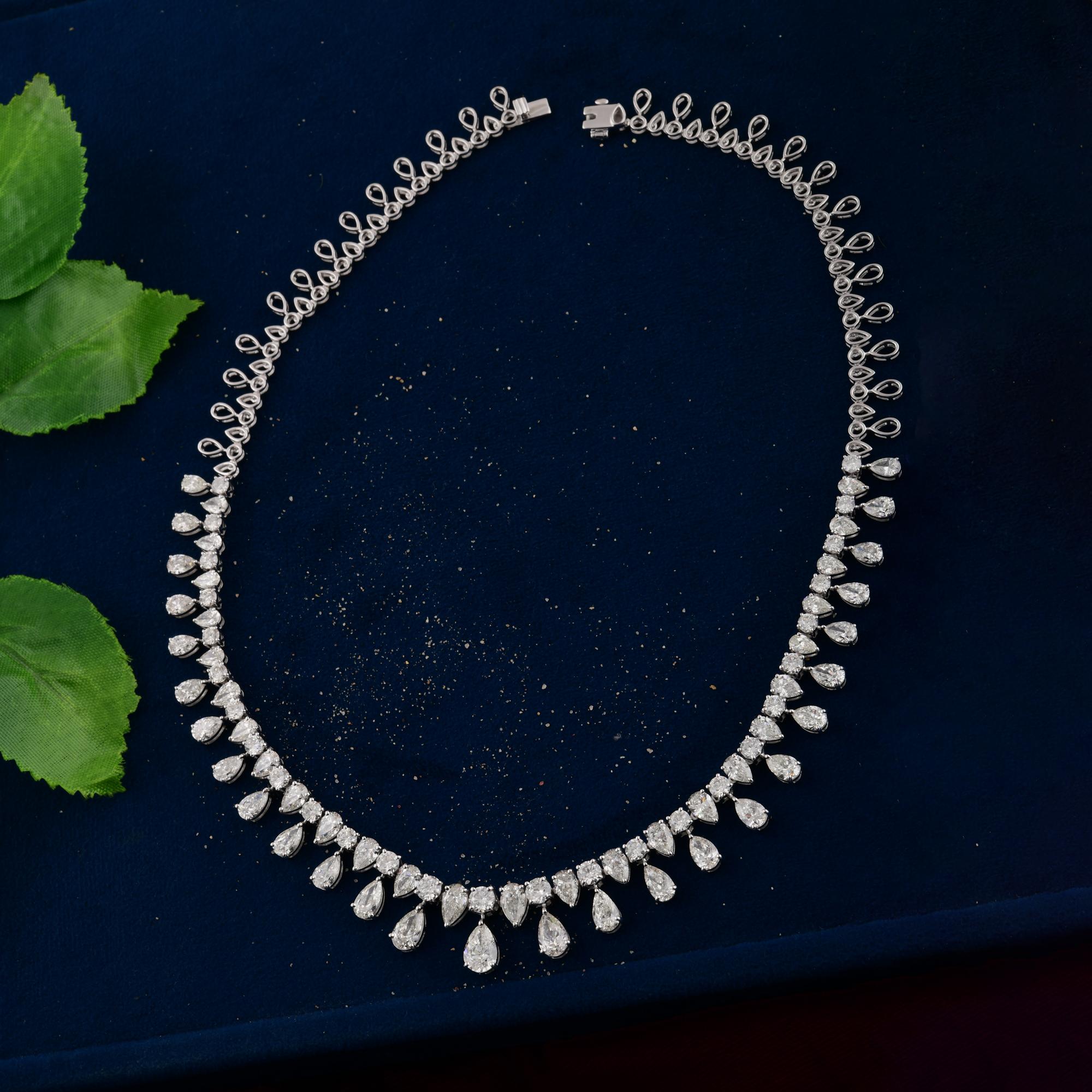 Collar de diamantes pera redondos SI/H naturales de 23,95 quilates Joyas de oro blanco de 14 quilates Moderno en venta