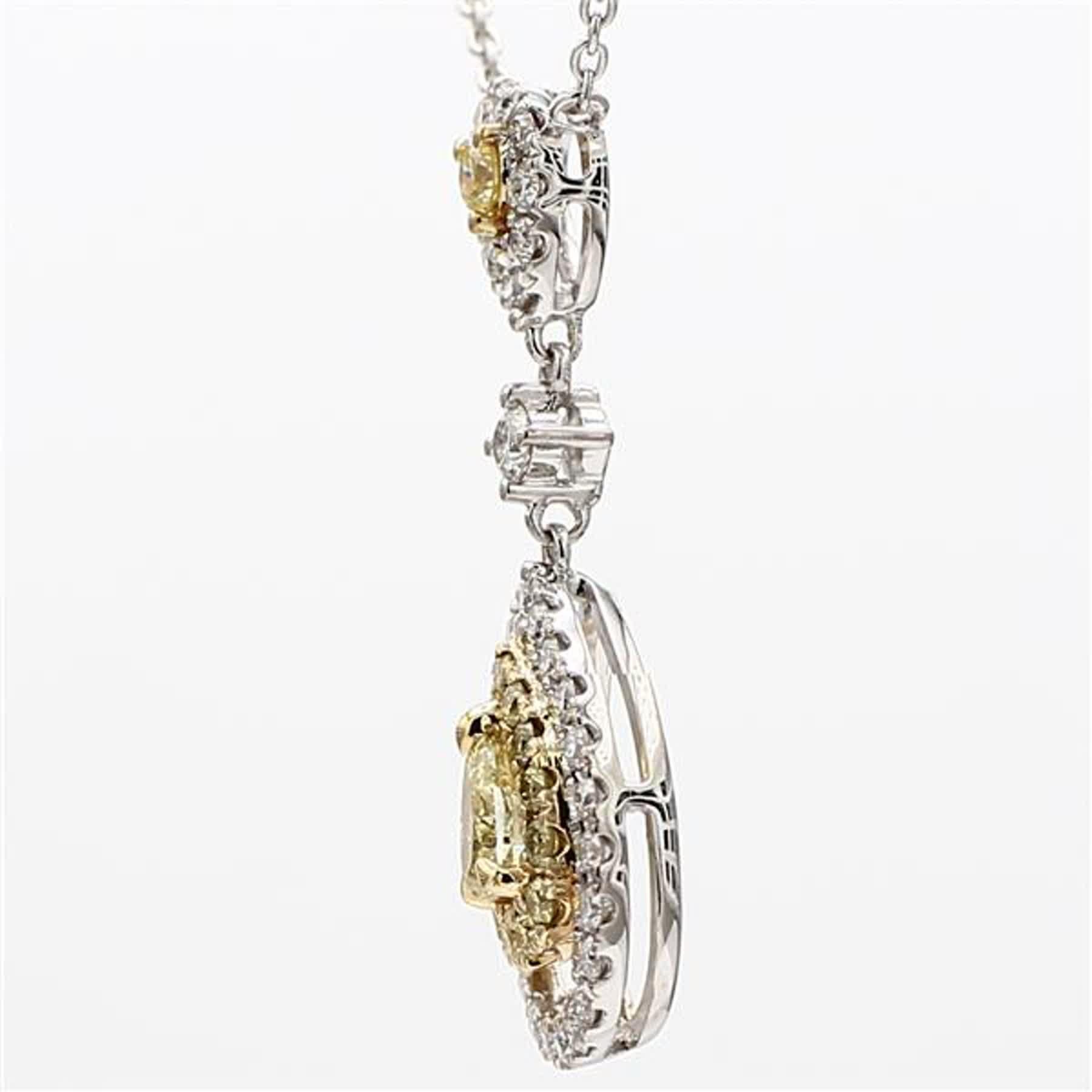 Natürlicher gelber Birnen- und weißer Diamant 1,07 Karat TW Gold Tropfen-Halskette (Zeitgenössisch) im Angebot
