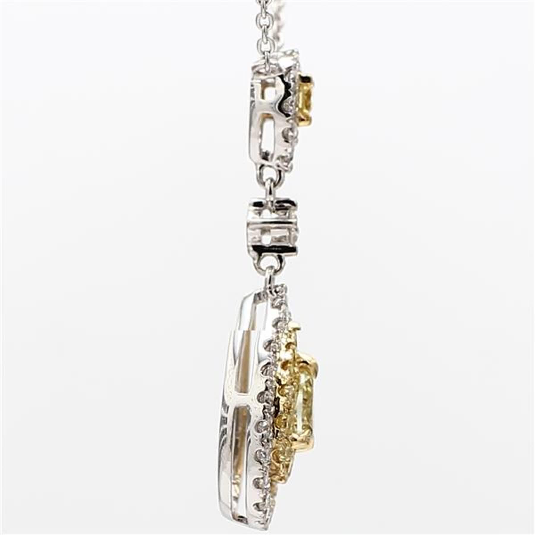 Natürlicher gelber Birnen- und weißer Diamant 1,07 Karat TW Gold Tropfen-Halskette Damen im Angebot