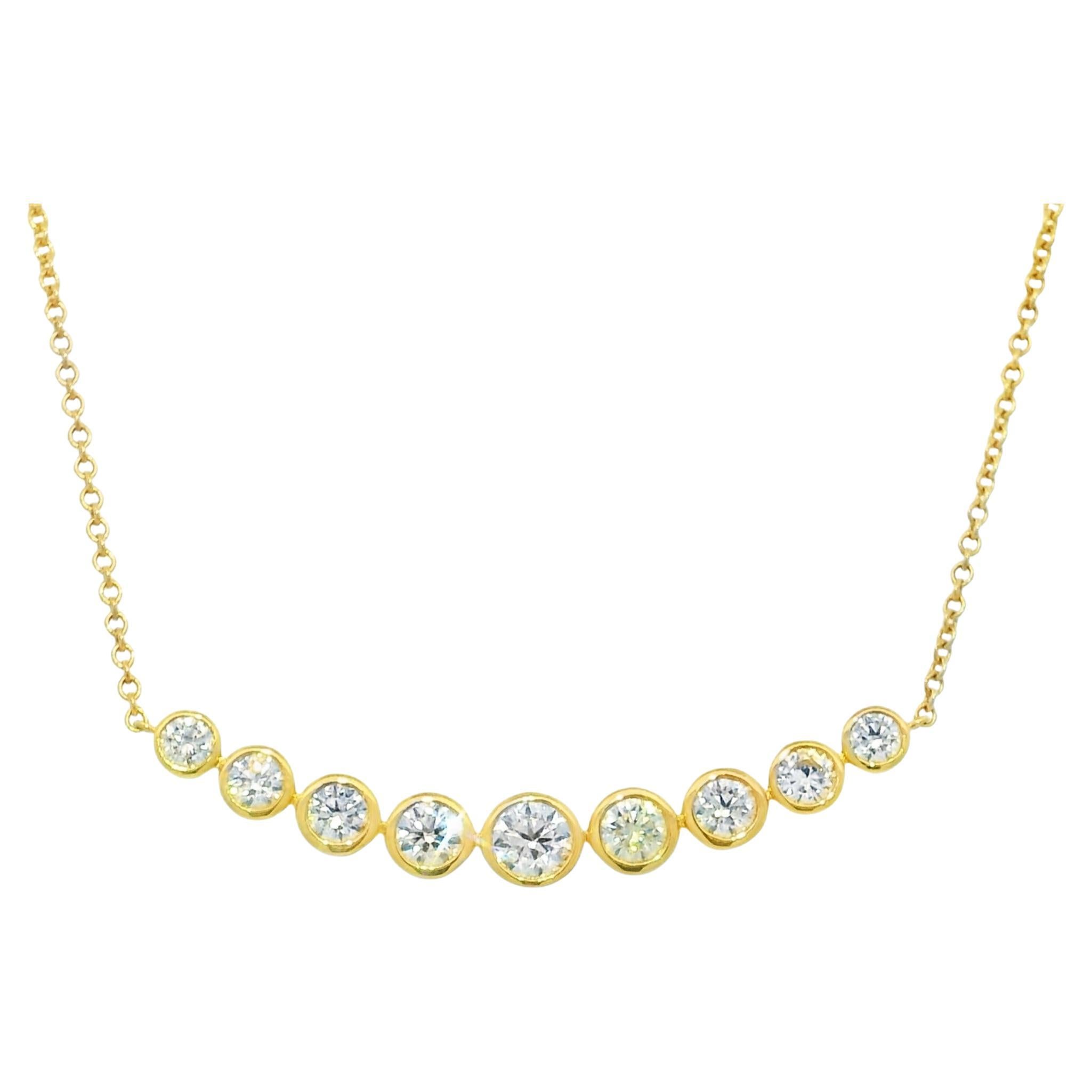 Natural 2.40 Carat Round Brilliant Graduated Diamond 18-Karat Necklace In Stock