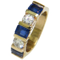 Natural 2.40 Carat Sapphire Diamond Band 14 Karat A+ Classic Channel Deco