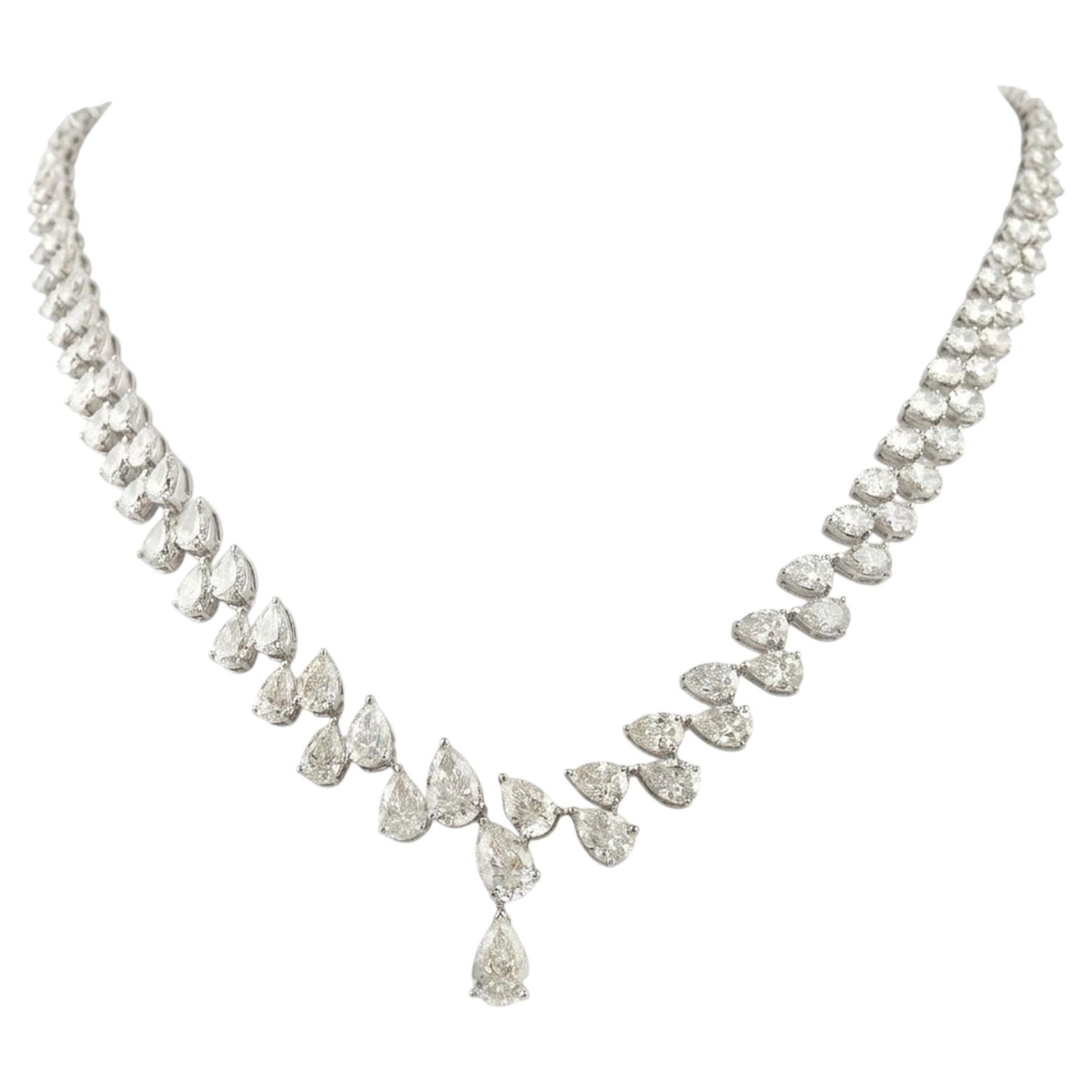 Natural 24.04 Carat SI Clarity Hi Color Diamond Necklace 18 Karat White Gold