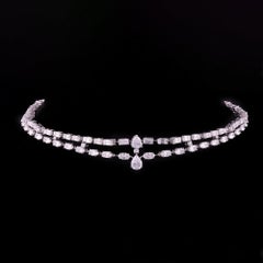 Natural 24.08 Carat SI/H Multi Shape Diamond Choker Necklace 18 Karat White Gold