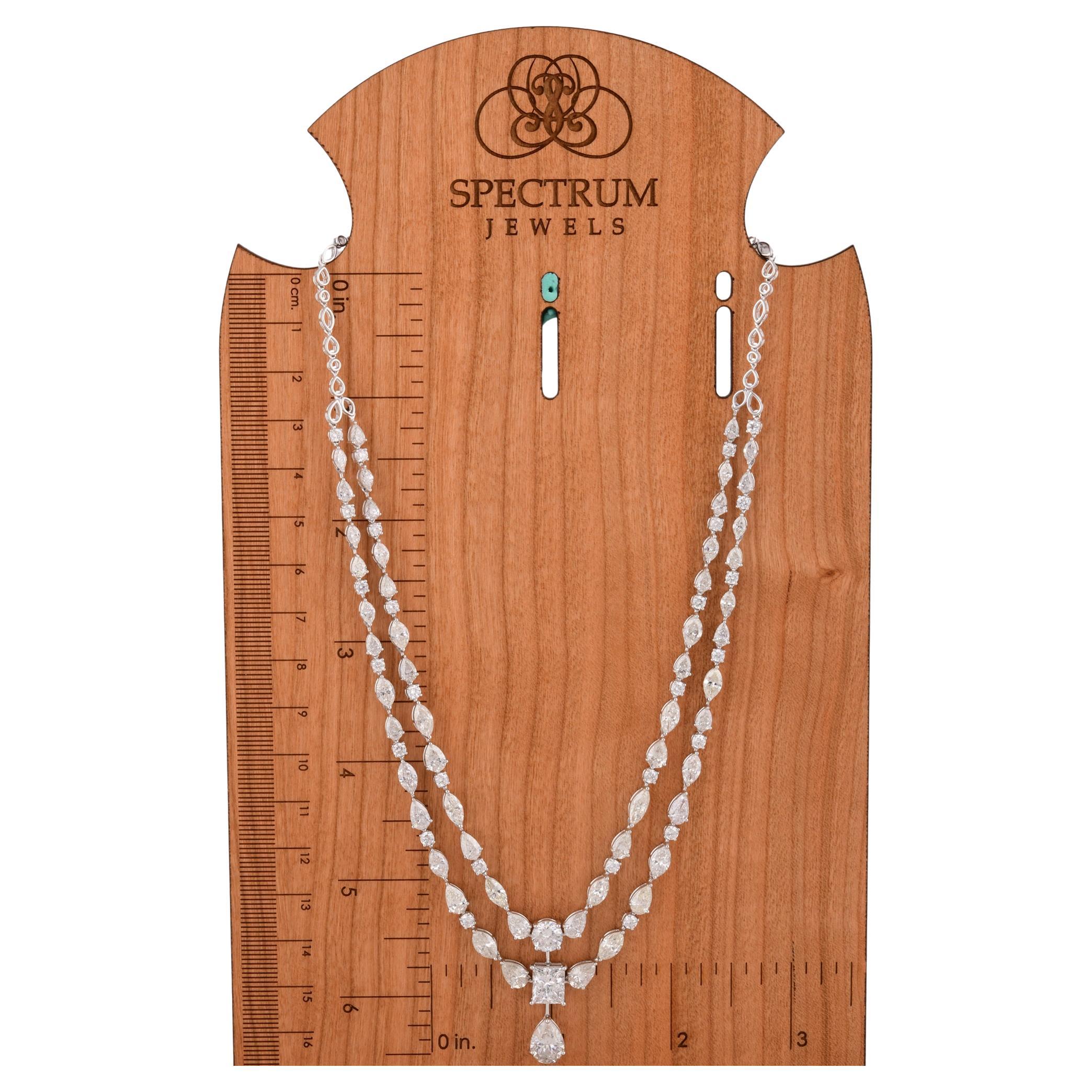 Natürliche 24,16 Karat Diamant Multi Strand Drop Halskette 14 Karat Weißgold im Angebot 1